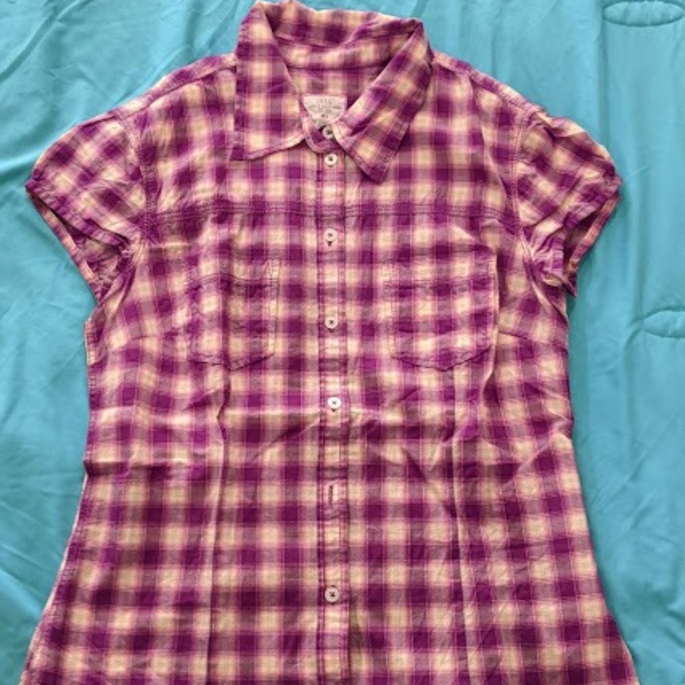 H&M Buttonup Magenta Plaid Top